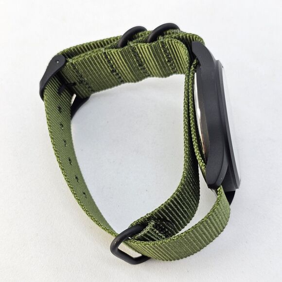 Men's Field Easy Read Watch 42MM Black Dial Army Green Nylon Band Strap - Picture 10 of 11